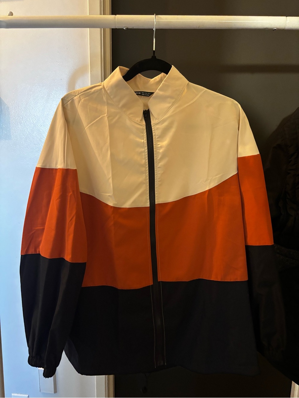 SHEIN Colorblock Windbreaker Jacket in Cream, Orange & Black